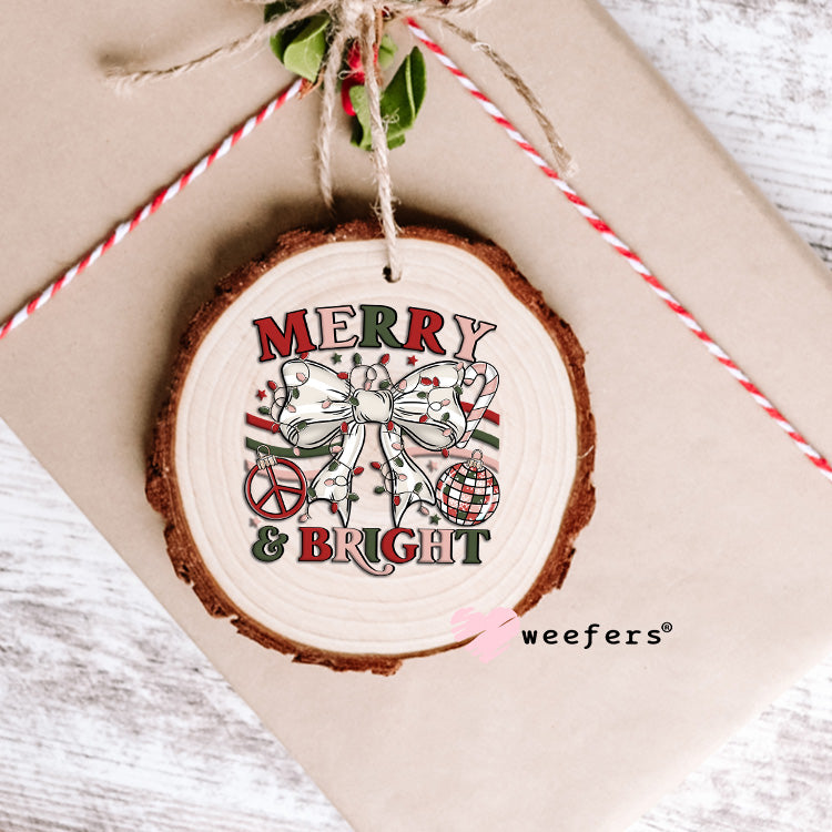 Merry Bright Bow Christmas UV DTF Ornament Decal