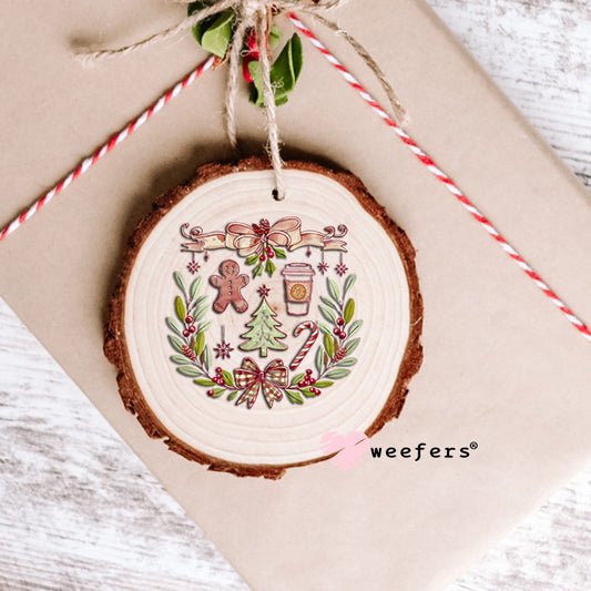 Retro Christmas Wreath UV DTF Decal Ornament Weefers