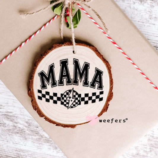 Mama Black Checkered UV DTF Decal Ornament Weefers