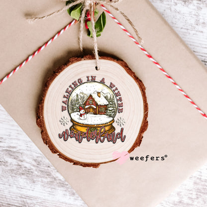 Walking in a Winter Wonderland Snow Globe UV DTF Ornament Decal