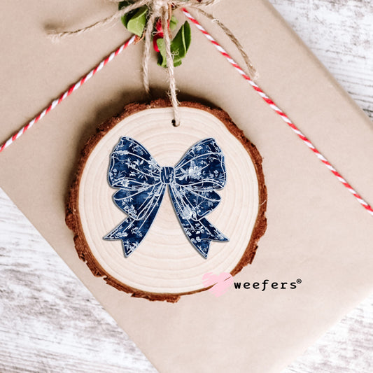Navy Blue Coquette Bow UV DTF Decal Ornament Weefers