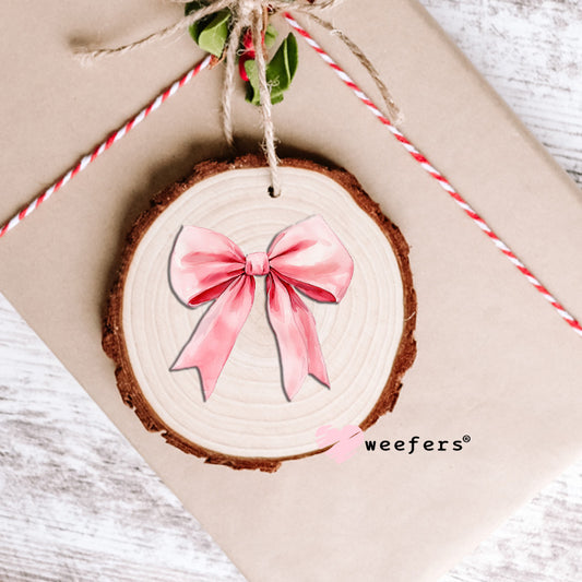 Pink Coquette Bow Baby Shower UV DTF Decal Ornament Weefers