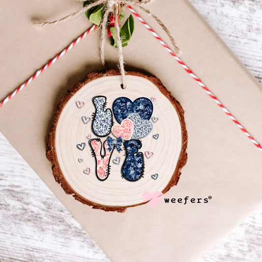 Love Blue Pink UV DTF Decal Ornament Weefers