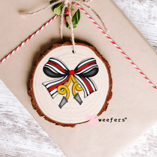Firefighter Coquette Bow UV DTF Decal Ornament Weefers