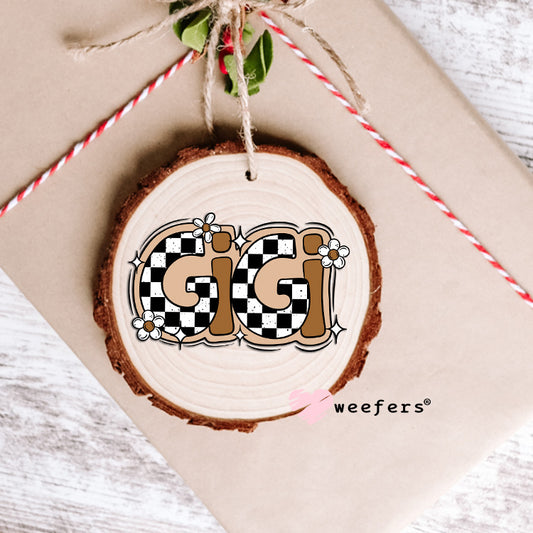 Gigi Brown Checkered UV DTF Decal Ornament Weefers