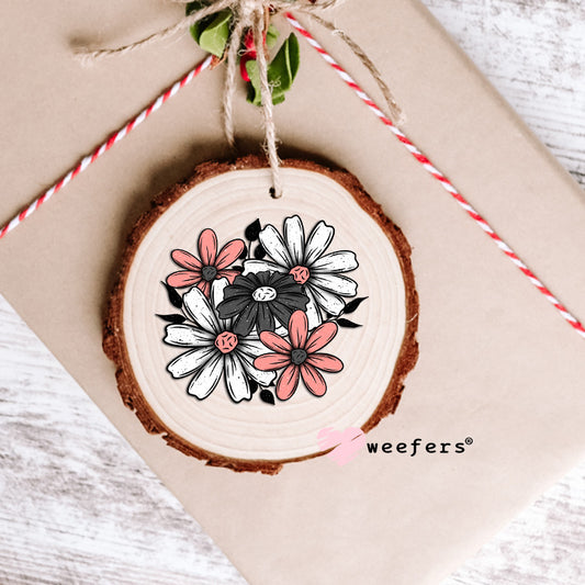 Grey White Pink Floral Bouquet UV DTF Decal Ornament Weefers