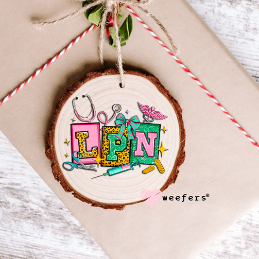 LPN Teal and Pink UV DTF Decal Ornament Weefers