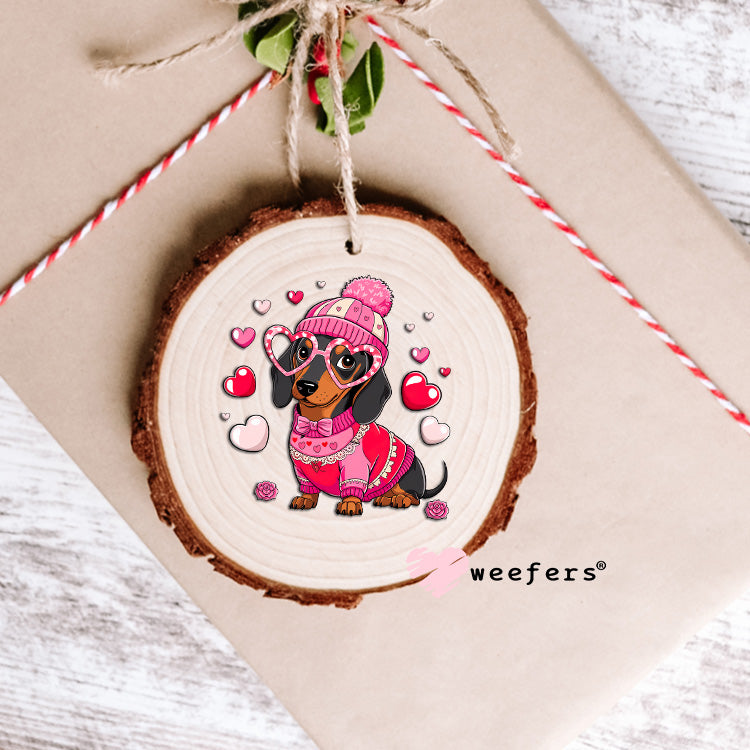 Dachshund Valentine Love Bug UV DTF Ornament Decal