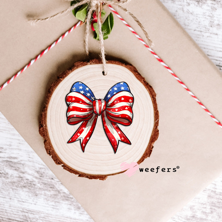 USA 4th of July Bow UV DTF Ornament Decal