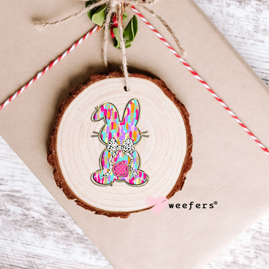Glitter Pink Easter Bunny UV DTF Decal Ornament Weefers