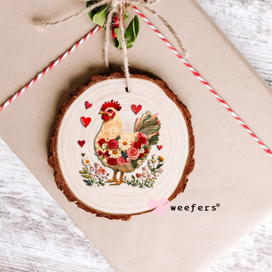 Floral Rooster UV DTF Decal Ornament Weefers