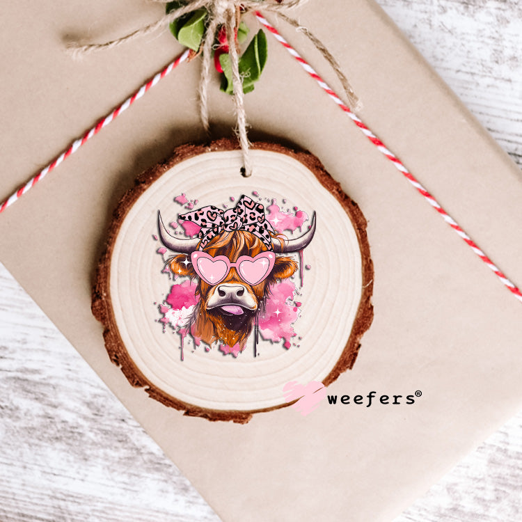 Bougie Pink Highlander Cow UV DTF Ornament Decal