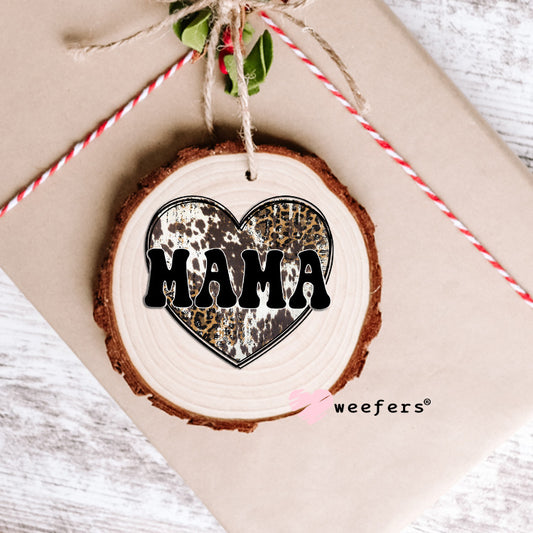 Mama Cowhide Heart Western UV DTF Ornament Decal