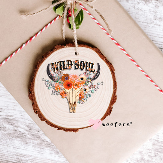 Wild Soul Cow Skull Peach UV DTF Ornament Decal