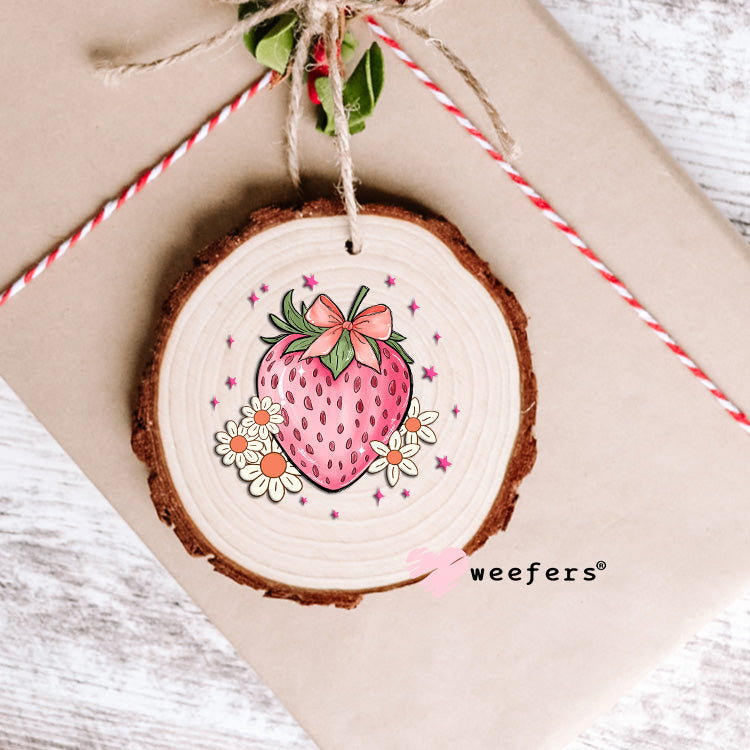 Strawberry Cream Flowers UV DTF Ornament Decal