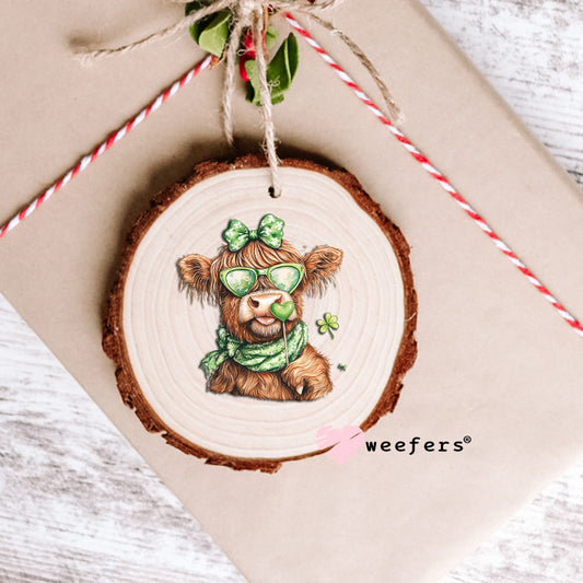 Bougie St. Patrick's Day Highlander Cow UV DTF Decal Ornament Weefers