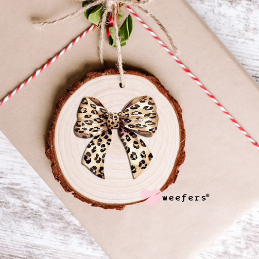 Leopard Beige Bow UV DTF Decal Ornament Weefers