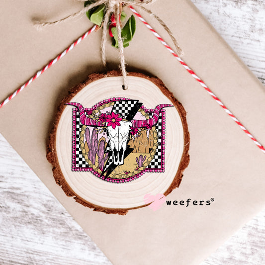 Cow Skull Pink Horns Western UV DTF Decal Ornament Weefers