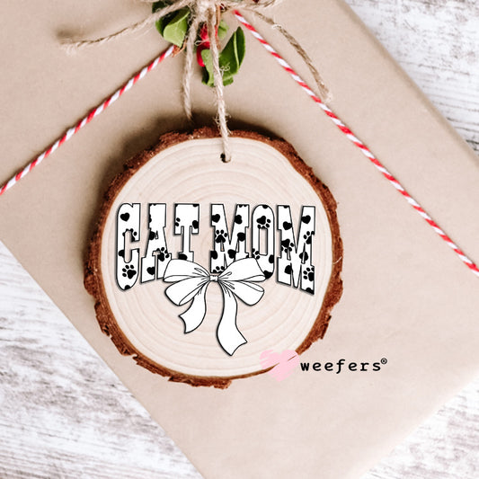 Cat Mom White and Black Paws UV DTF Decal Ornament Weefers