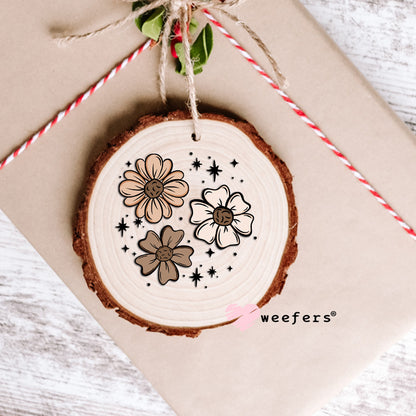 Neutral Brown Florals UV DTF Ornament Decal