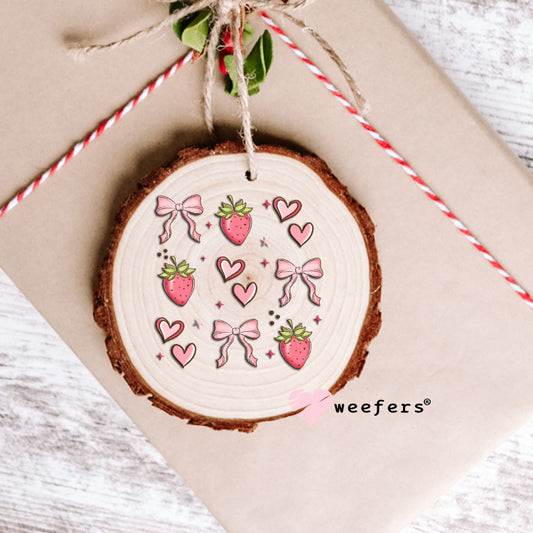 Strawberry Pink Bow Vibes UV DTF Decal Ornament Weefers