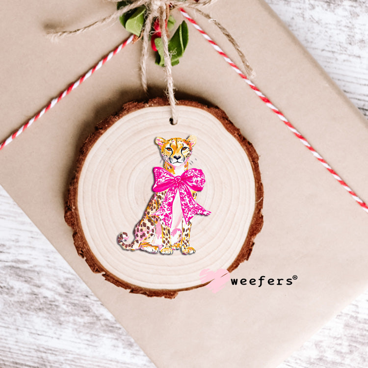 Cheetah Pink Bow UV DTF Decal Ornament Weefers