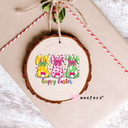 Happy Easter Colorful Bunnies UV DTF Decal Ornament Weefers