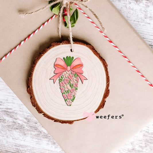 Peach Floral Easter Carrot UV DTF Decal Ornament Weefers