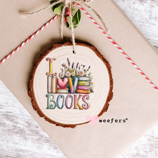 I Love Books Flowers UV DTF Decal Ornament Weefers