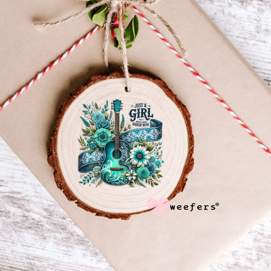 Just a Girl Who Loves Country Music UV DTF Decal Ornament Weefers