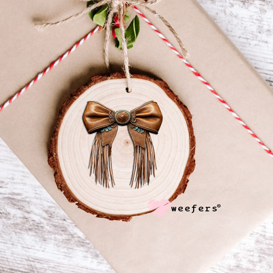 Brown Western Fringe Bow UV DTF Decal Ornament Weefers