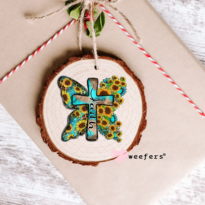Faith Cross Sunflowers UV DTF Decal Ornament Weefers