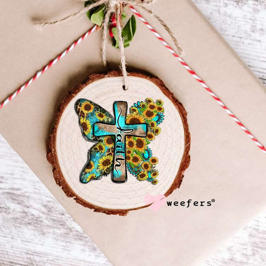 Faith Cross Sunflowers UV DTF Decal Ornament Weefers