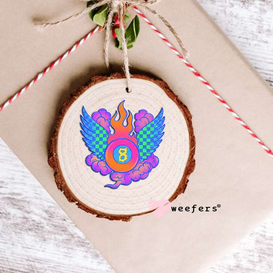 Purple Teal Eightball Wings UV DTF Decal Ornament Weefers