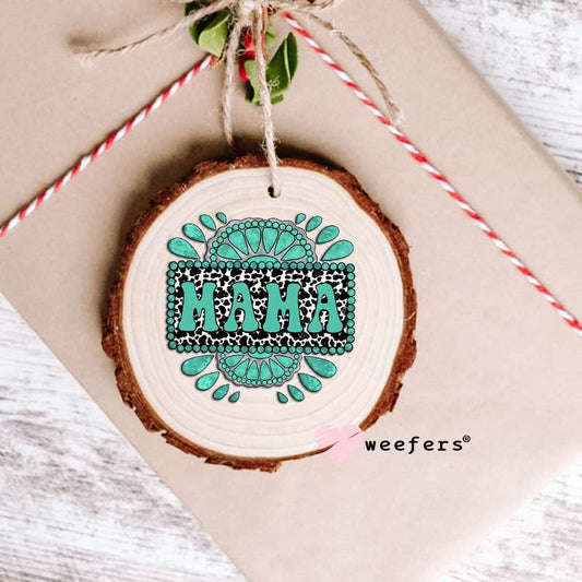 Turquoise Mama Black Dots UV DTF Decal Ornament Weefers