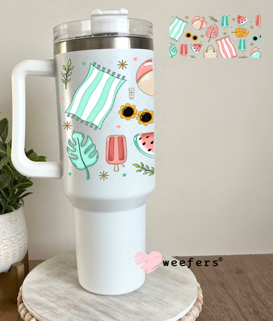 Beach Days Summer Vibes UV DTF Cup Wrap - Weefers Exclusive Wrap 40oz Tumbler Cup Wrap Weefers