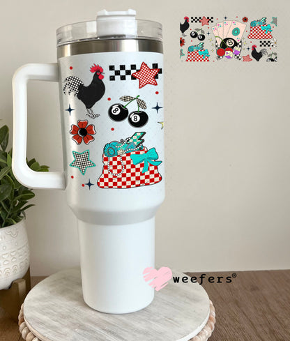 Aces Eight Balls and Roosters UV DTF Cup Wrap - Weefers Exclusive Wrap 40oz Tumbler Cup Wrap Weefers