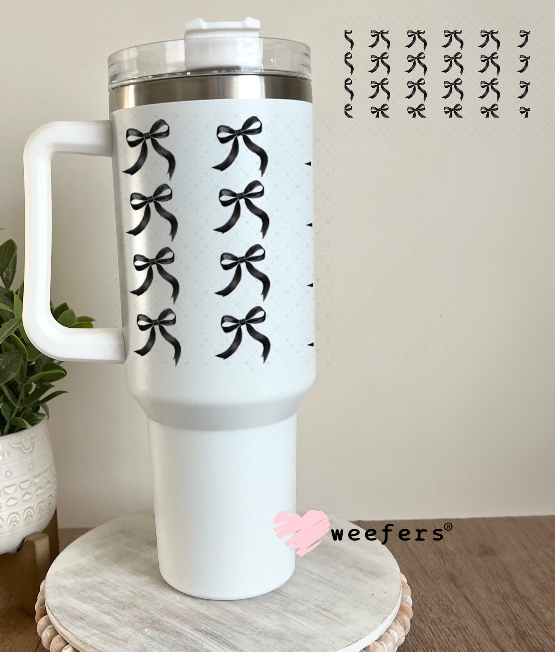 Dainty Black Bows Elements UV DTF Cup Wrap - Weefers Exclusive Wrap Weefers