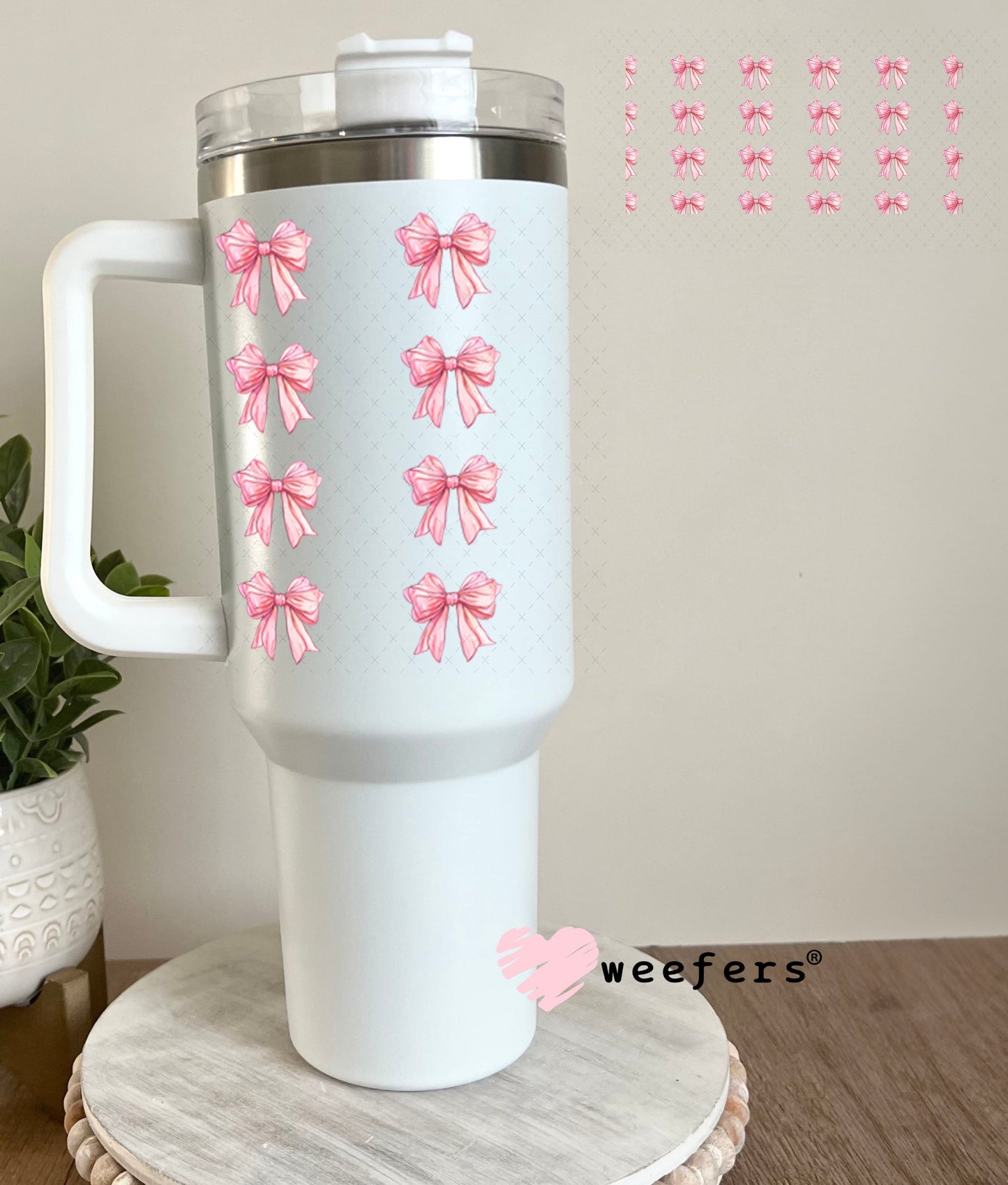 Pink Bows Elements UV DTF Cup Wrap - Weefers Exclusive Wrap Weefers
