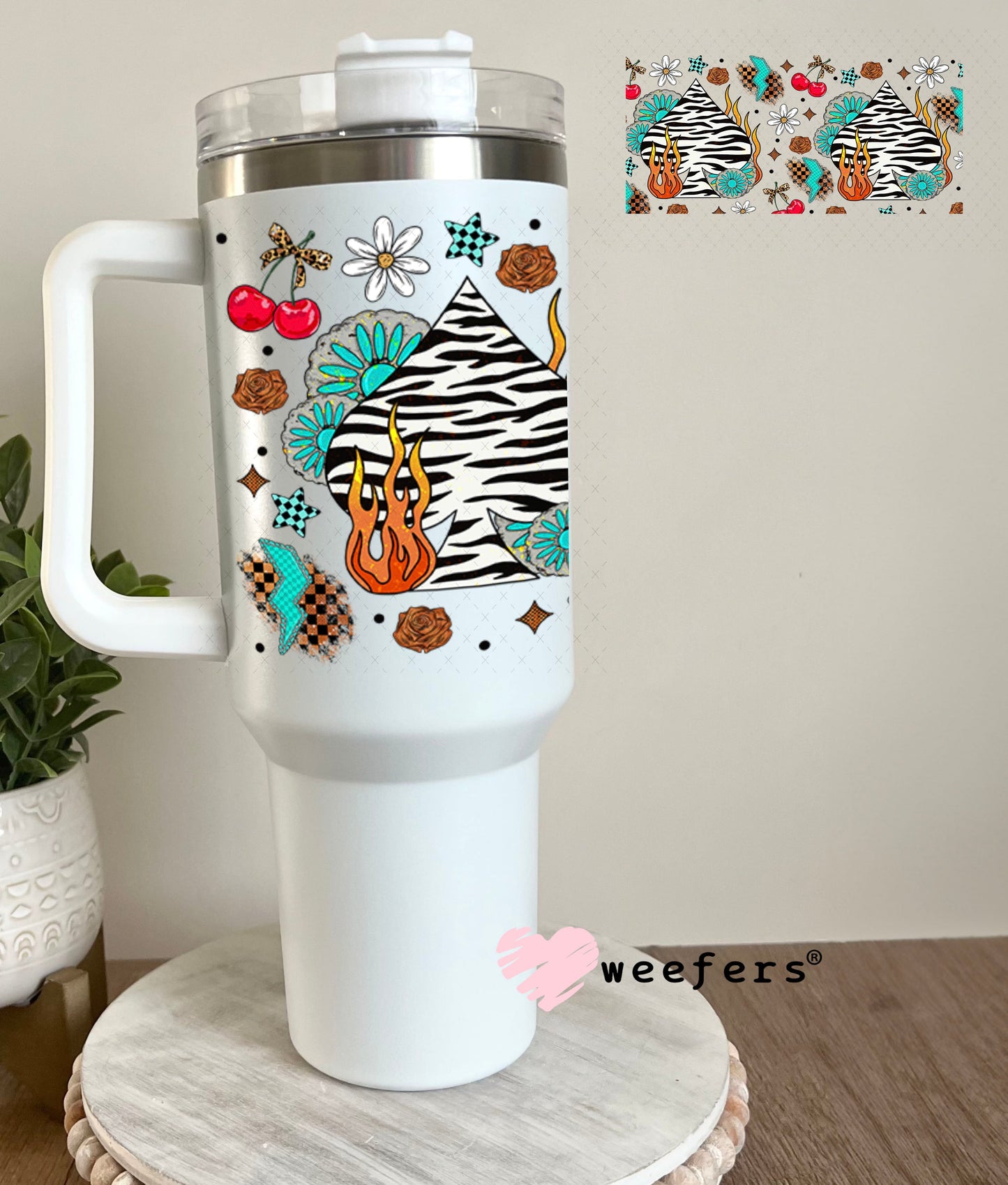 Zebra Spade Lightening Bolts UV DTF Cup Wrap - Weefers® Exclusive Wrap 40oz Tumbler Cup Wrap Weefers