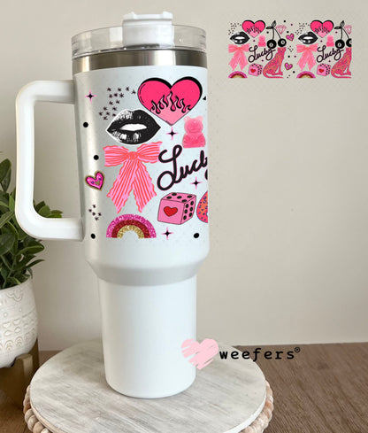 Lucky Pink Jaguar UV DTF Cup Wrap - Weefers Exclusive Wrap Weefers