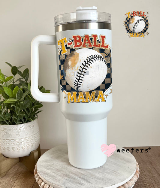 T-Ball Mama Checkered UV DTF Decal 40oz Tumbler Decal Weefers