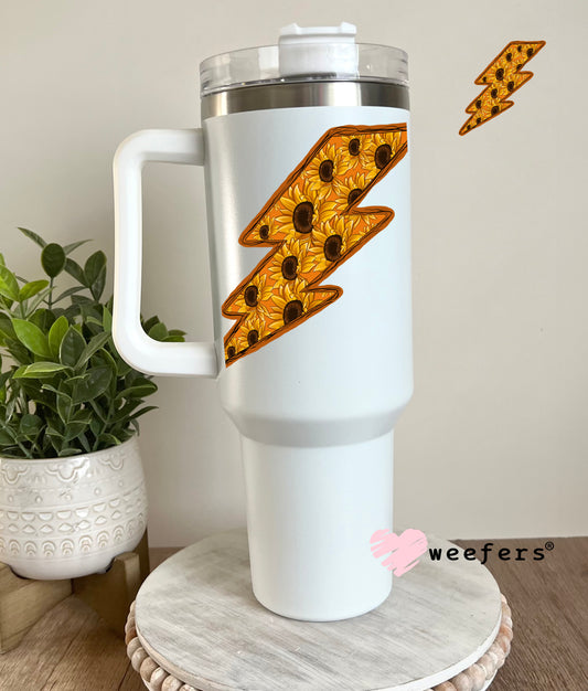 Sunflower Lightening Bolt UV DTF Decal 40oz Tumbler Decal Weefers