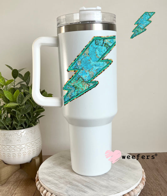Turquoise Lightening Bolt UV DTF Decal 40oz Tumbler Decal Weefers