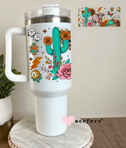 Highlander Leopard Eight Ball Rust Roses UV DTF Cup Wrap - Weefers Exclusive Wrap 40oz Tumbler Wrap Weefers