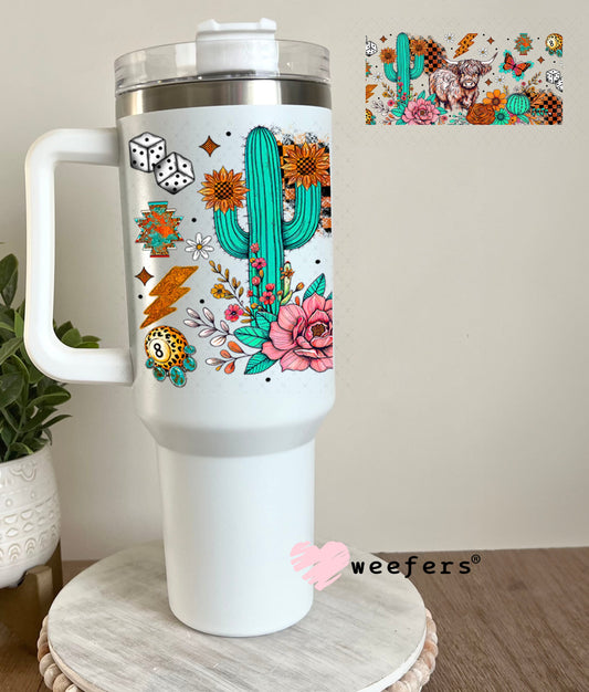 Highlander Leopard Eight Ball Rust Roses UV DTF Cup Wrap - Weefers Exclusive Wrap 40oz Tumbler Wrap Weefers