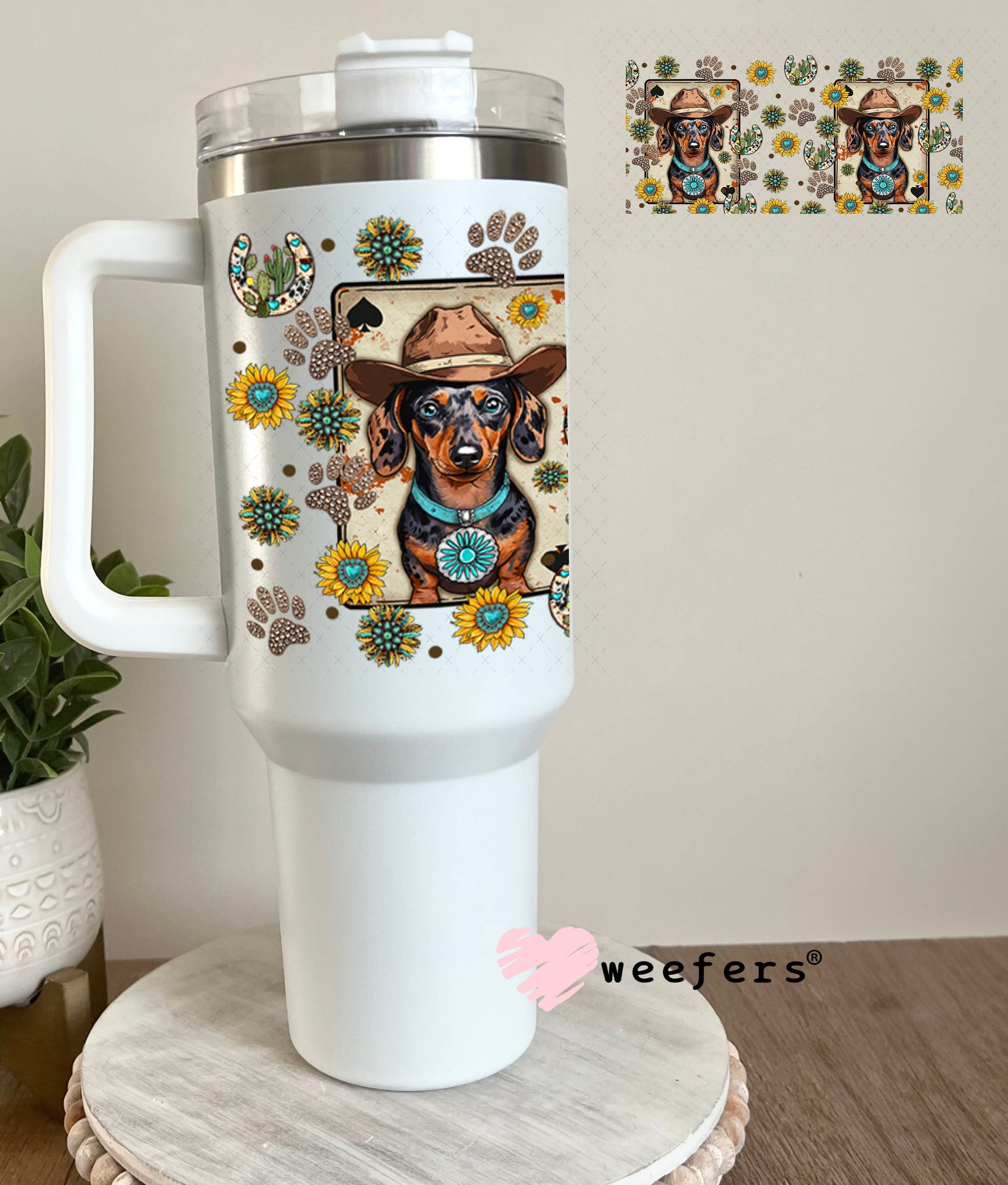 Cowboy Dachshund Dog UV DTF Cup Wrap - Weefers Exclusive Wrap 40oz Tumbler Wrap Weefers
