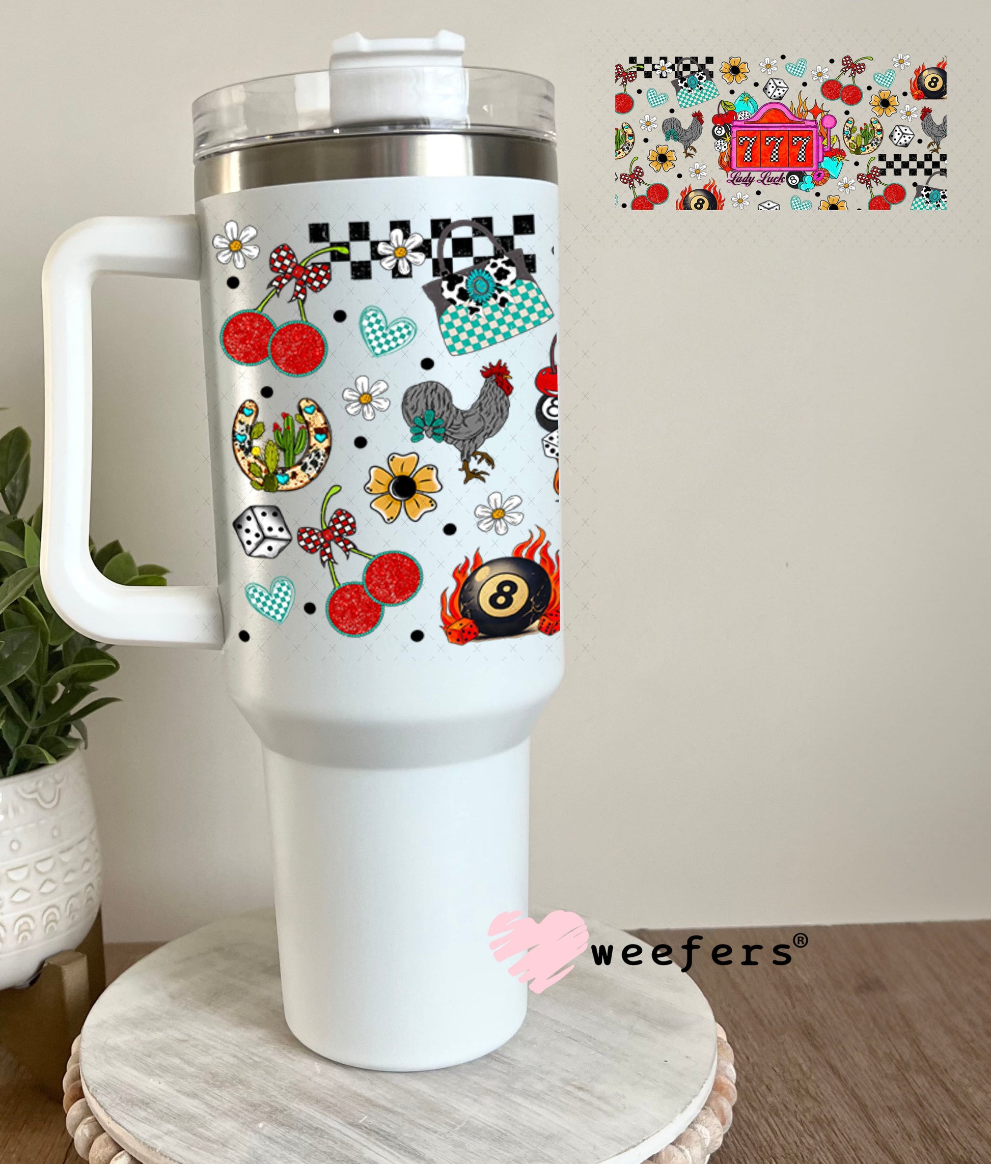 777 Lady Luck UV DTF Cup Wrap - Weefers Exclusive Wrap 40oz Tumbler Wrap Weefers