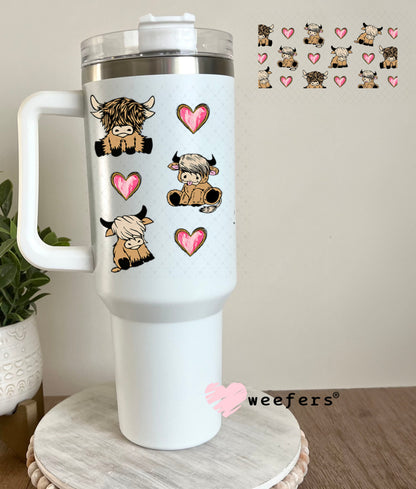 Baby Highlanders and Hearts UV DTF Cup Wrap - Weefers Exclusive Wrap 40oz Tumbler Wrap Weefers