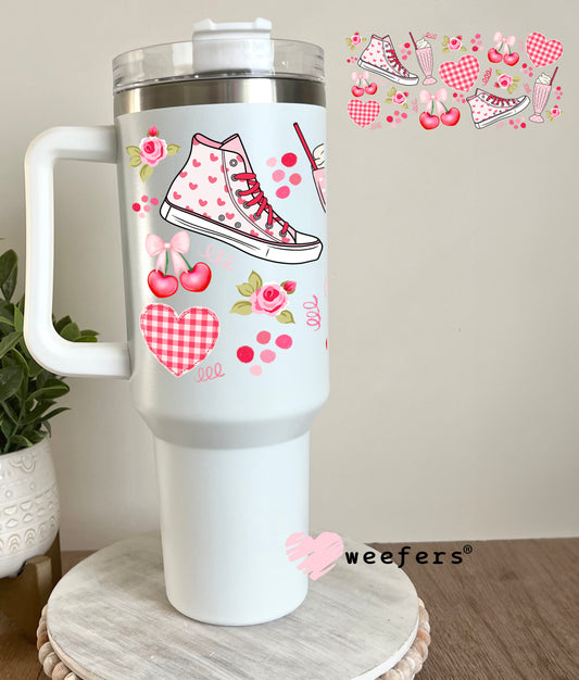 Sneakers Milk Shakes And Cherries UV DTF Cup Wrap 40oz Tumbler Cup Wrap Weefers